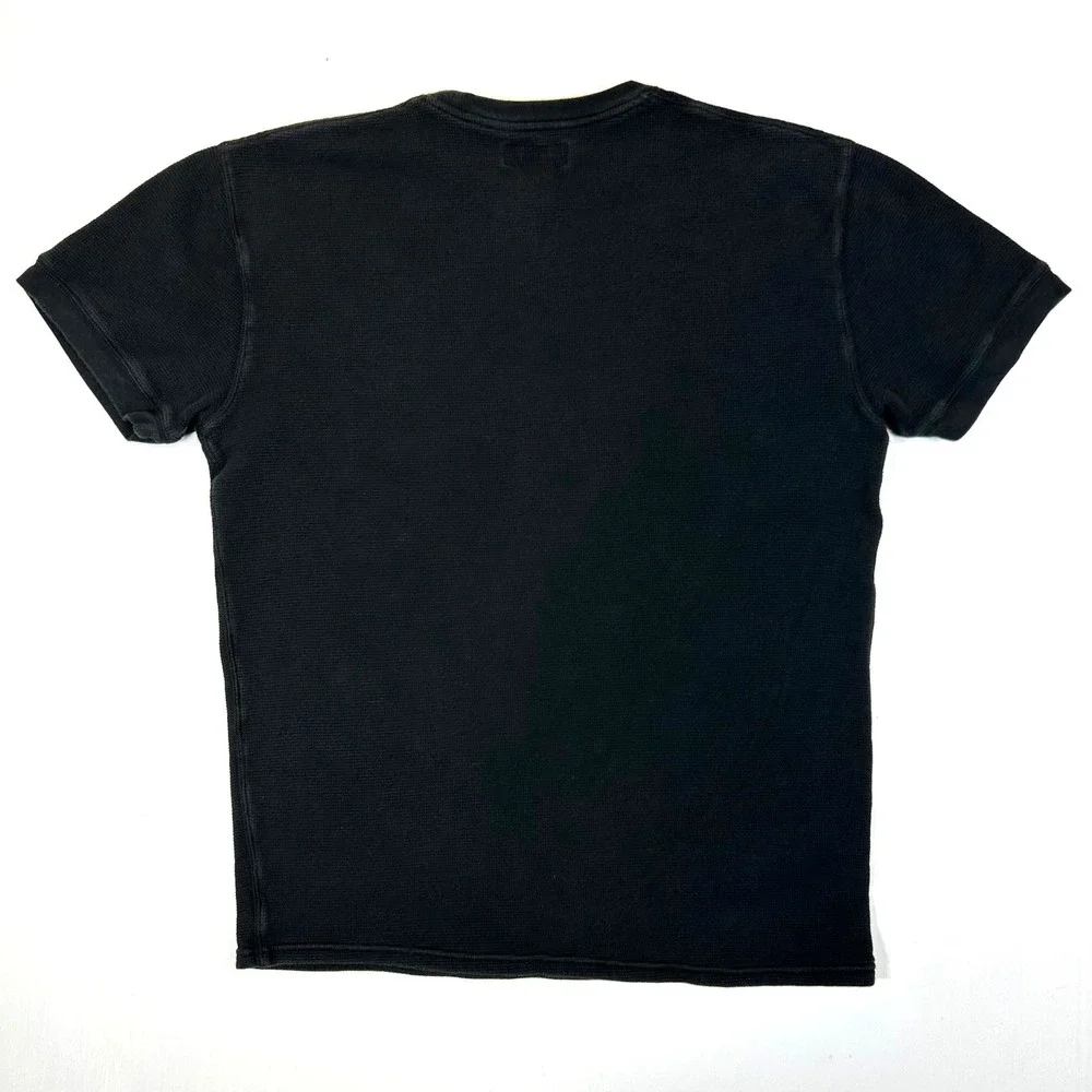 Polo Ralph Lauren Mens Large Black Waffle Knit Thermal Short Sleeve T-Shirt Pony
